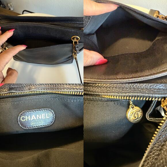 💎✨IT GIRL✨💎 Authentic CHANEL Caviar Shoulder Bag Black Gold Hardware - Picture 8 of 11